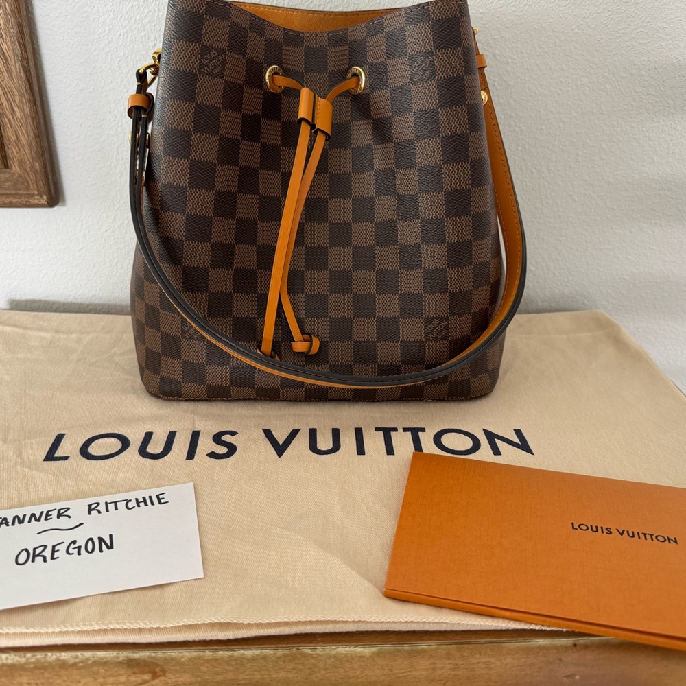 Louis Vuitton Brown and Orange Bucket Bag